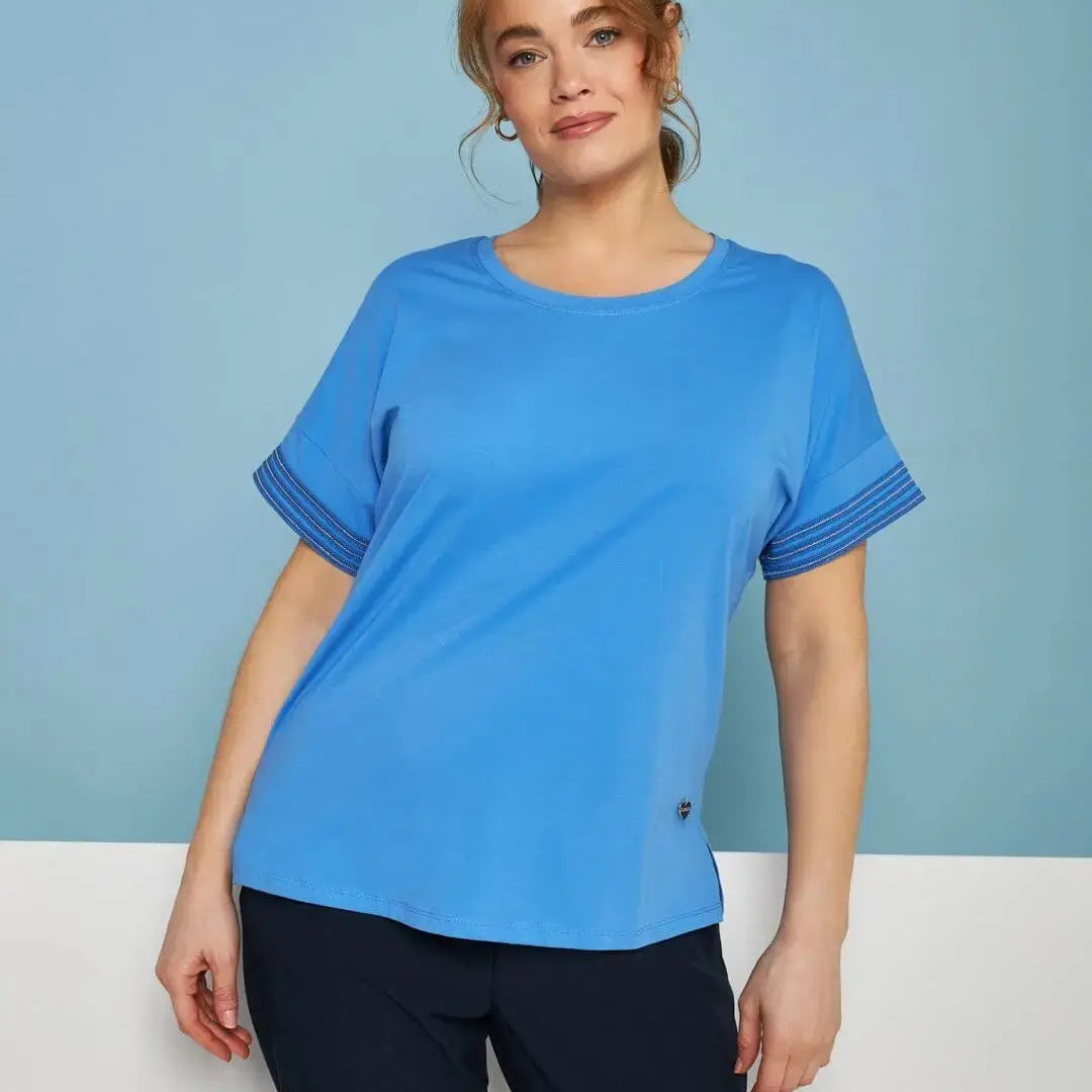T-shirt kimono in jersey di cotone elasticizzato con micro catene LAVANDA DORABELLA PIU' XXL