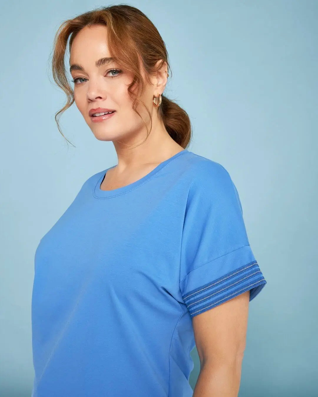 T-shirt kimono in jersey di cotone elasticizzato con micro catene LAVANDA DORABELLA PIU'