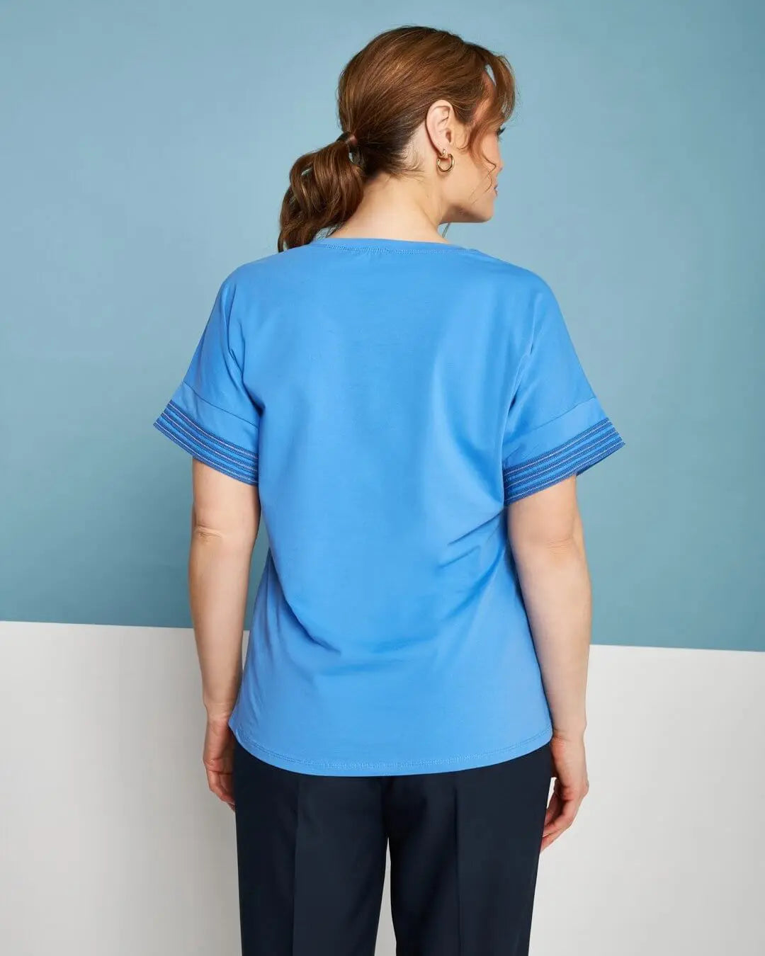 T-shirt kimono in jersey di cotone elasticizzato con micro catene LAVANDA DORABELLA PIU'