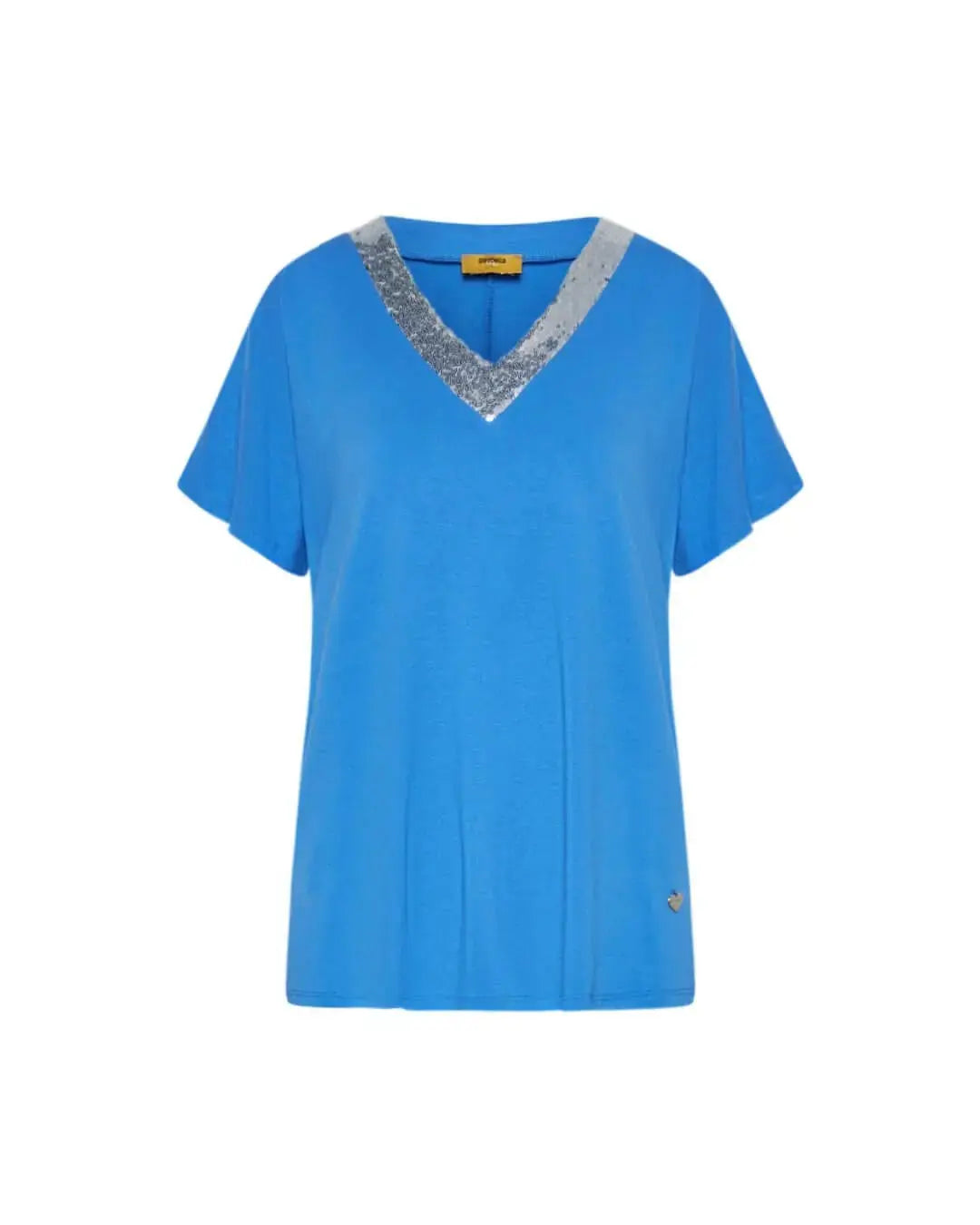 T-shirt kimono in jersey di viscosa elasticizzata con scollo a V con paillettes LAVANDA DORABELLA PIU'