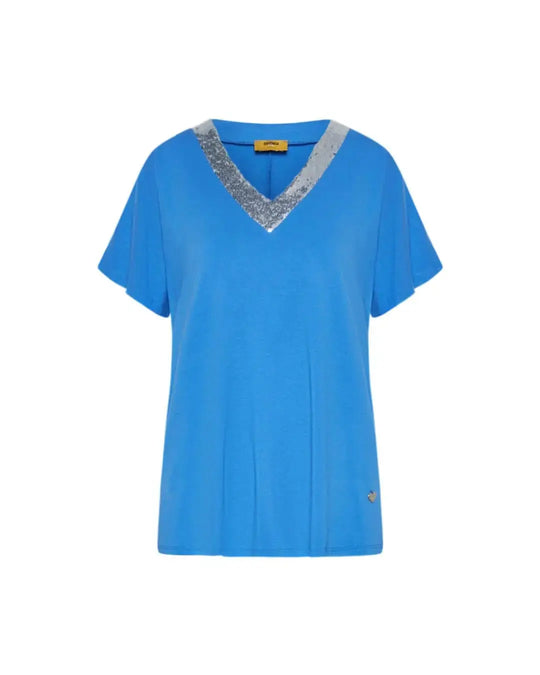 T-shirt kimono in jersey di viscosa elasticizzata con scollo a V con paillettes LAVANDA DORABELLA PIU'