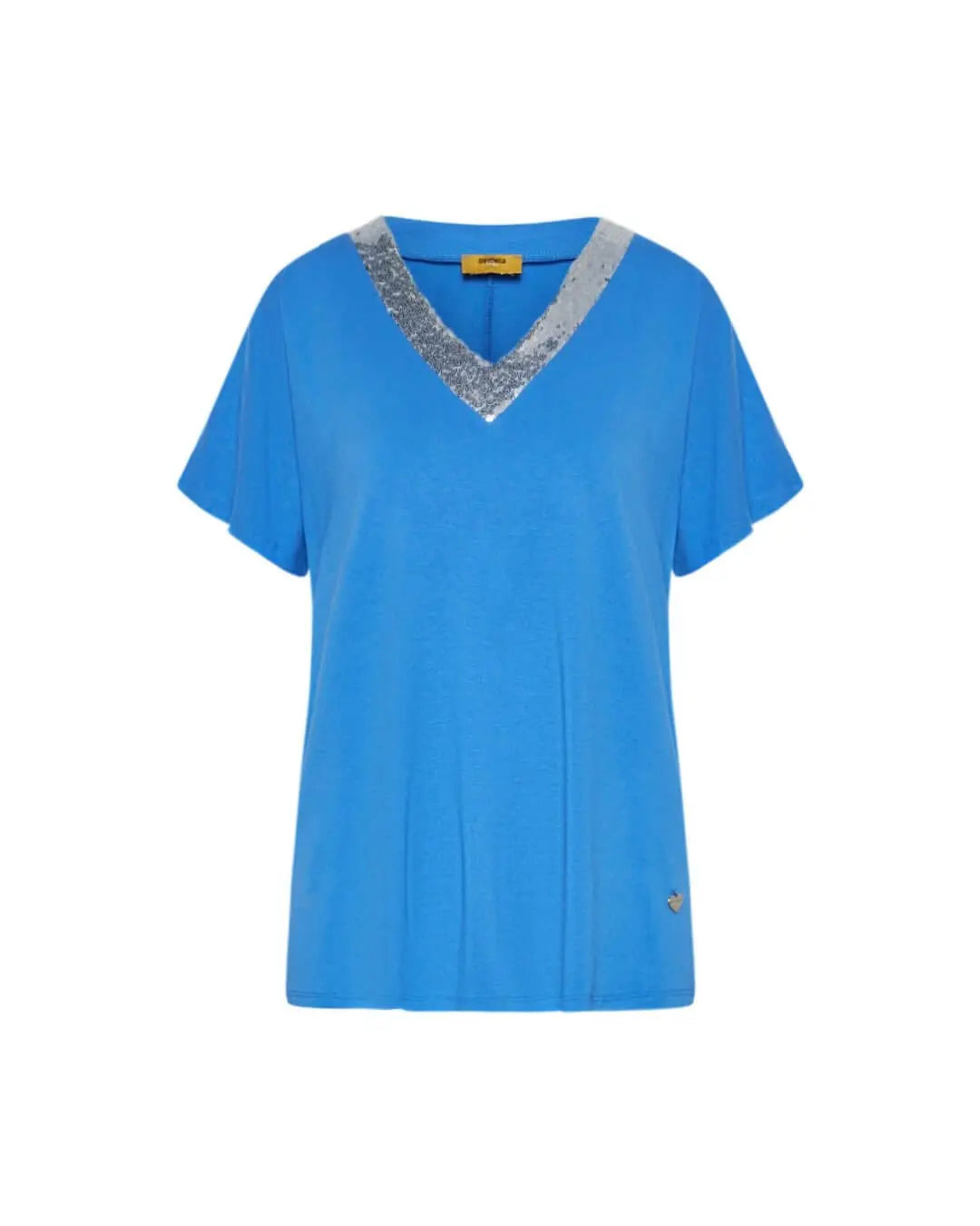 T-shirt kimono in jersey di viscosa elasticizzata con scollo a V con paillettes LAVANDA DORABELLA PIU'