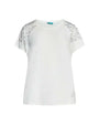 T-shirt kimono in jersey di viscosa elasticizzata con strass sulle spalle BIANCO DORABELLA