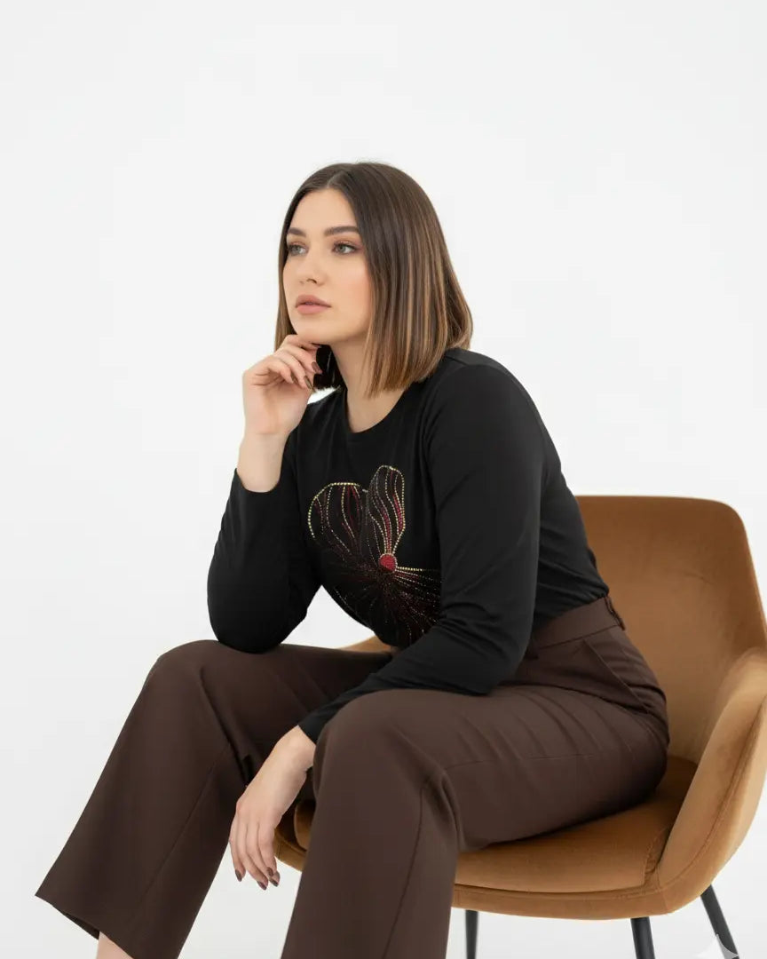 T-shirt manica lunga con applicazione DORABELLA PIU'