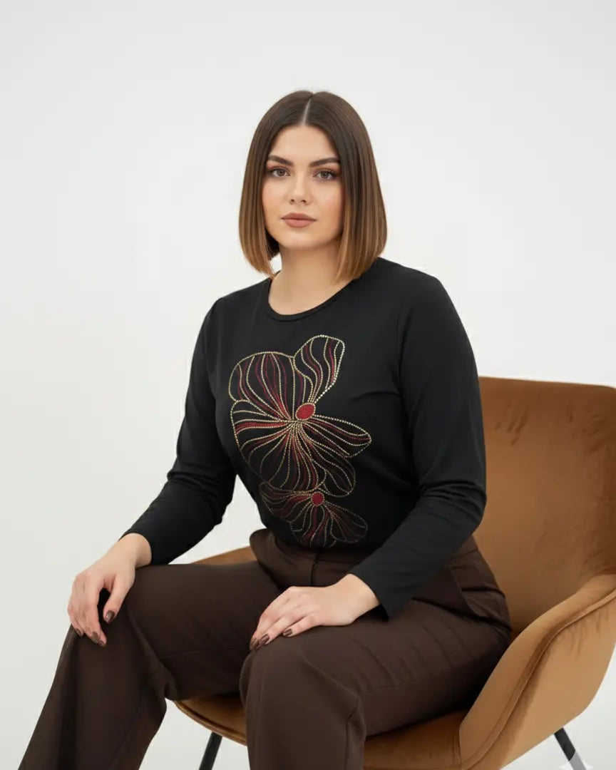 T-shirt manica lunga con applicazione DORABELLA PIU'