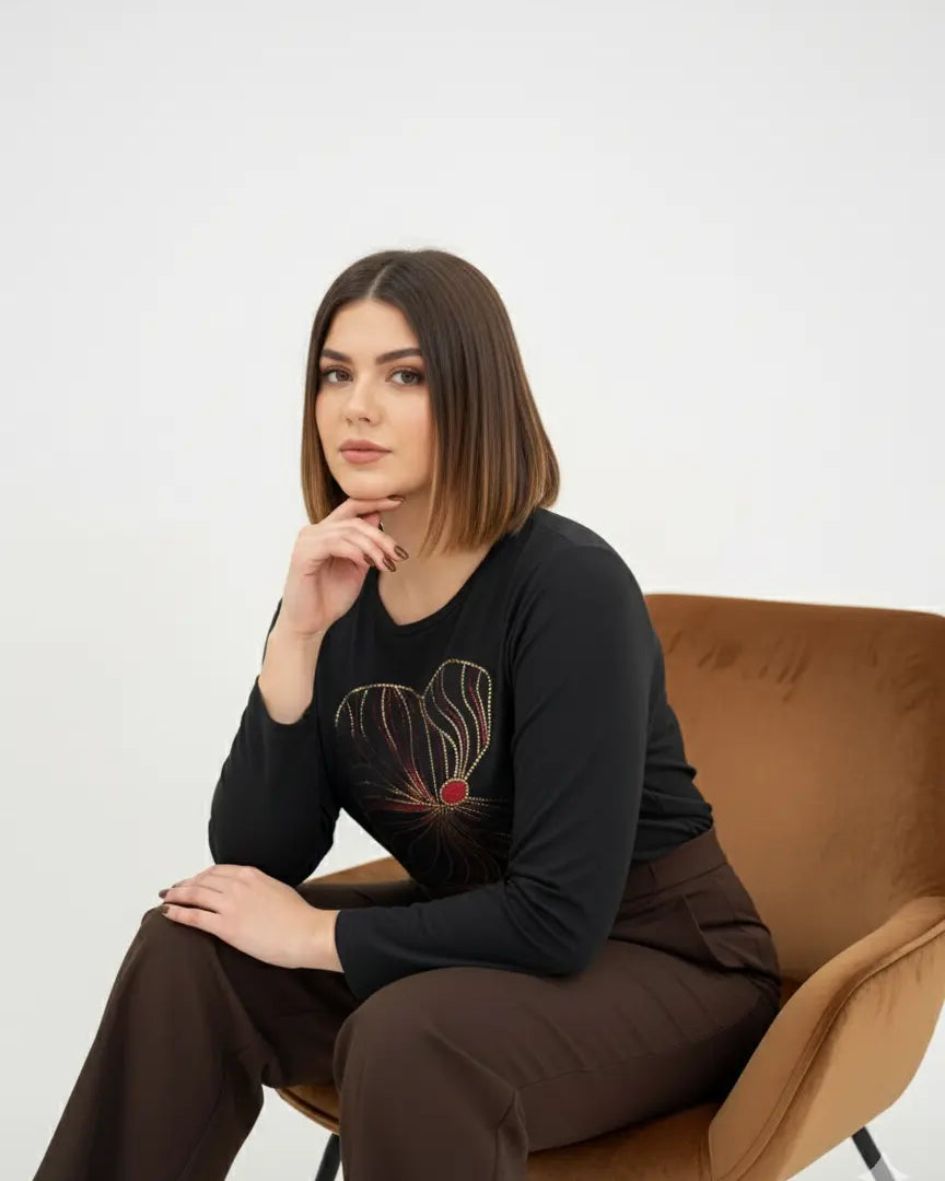 T-shirt manica lunga con applicazione DORABELLA PIU'