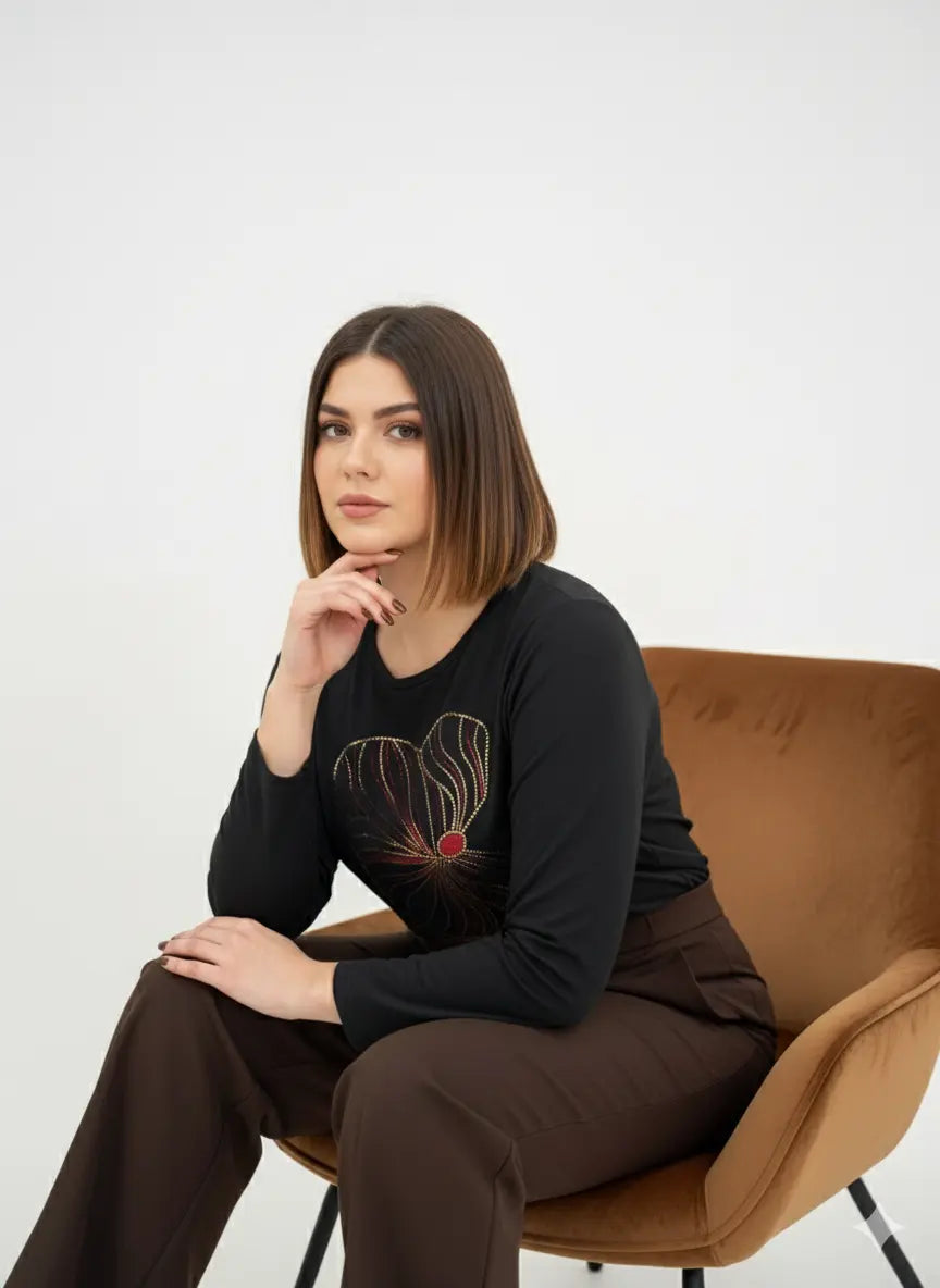 T-shirt manica lunga con applicazione DORABELLA PIU'