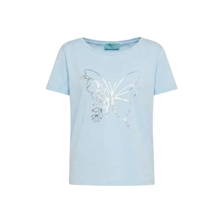 T-shirt mezza manica in jersey di cotone elasticizzato con stampa farfalla in lamina DORABELLA