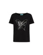 T-shirt mezza manica in jersey di cotone elasticizzato con stampa farfalla in lamina DORABELLA