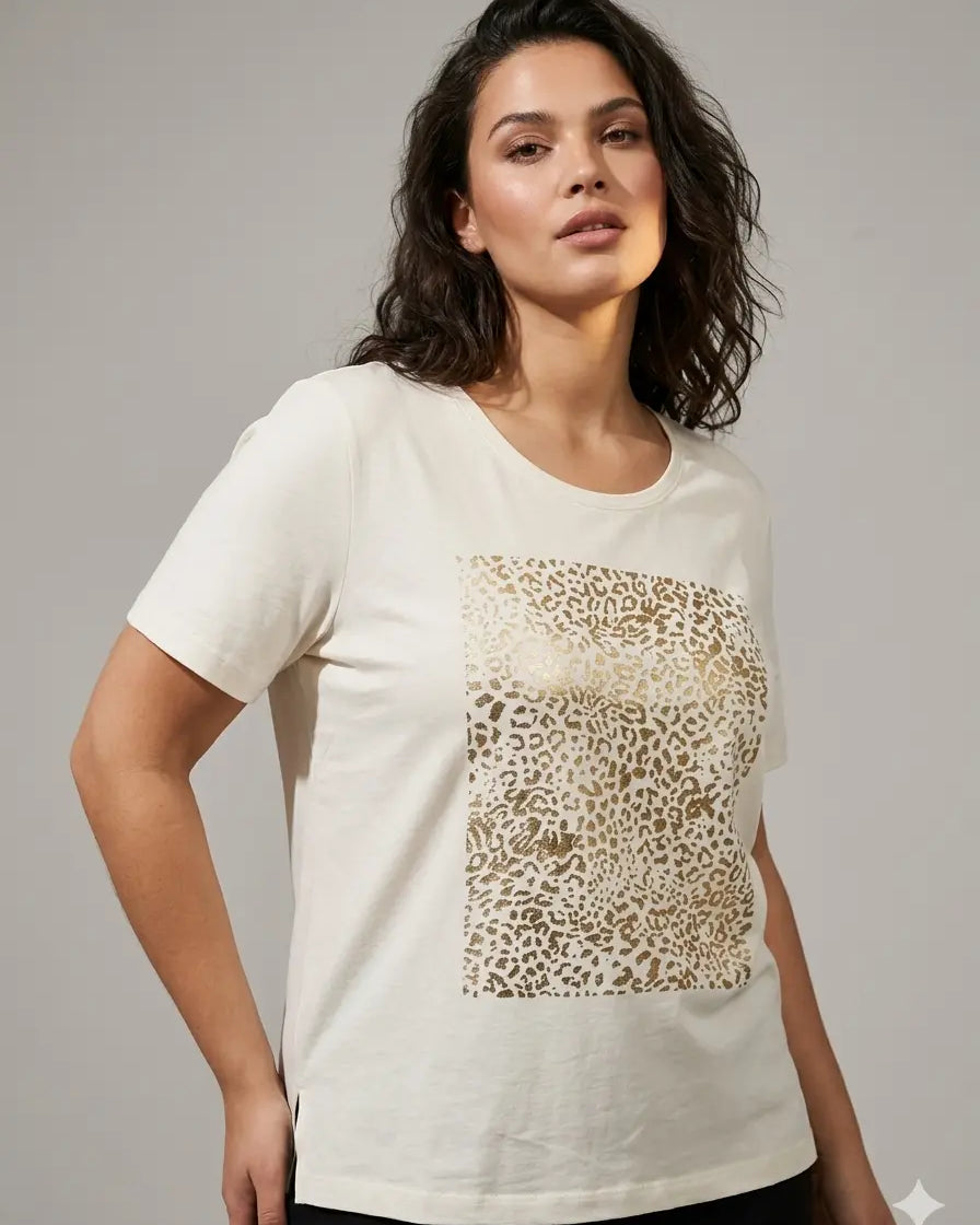 T-shirt stampa maillard animalier DORABELLA PIU'