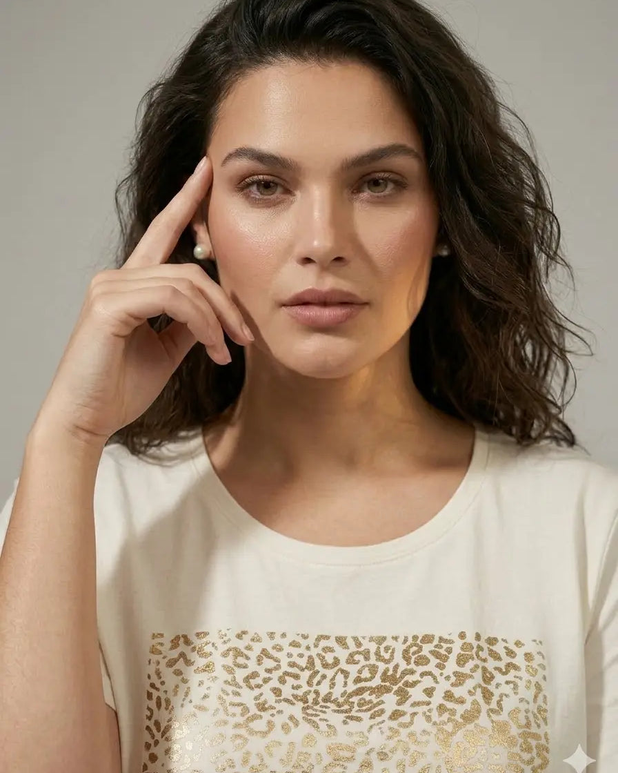 T-shirt stampa maillard animalier DORABELLA PIU'