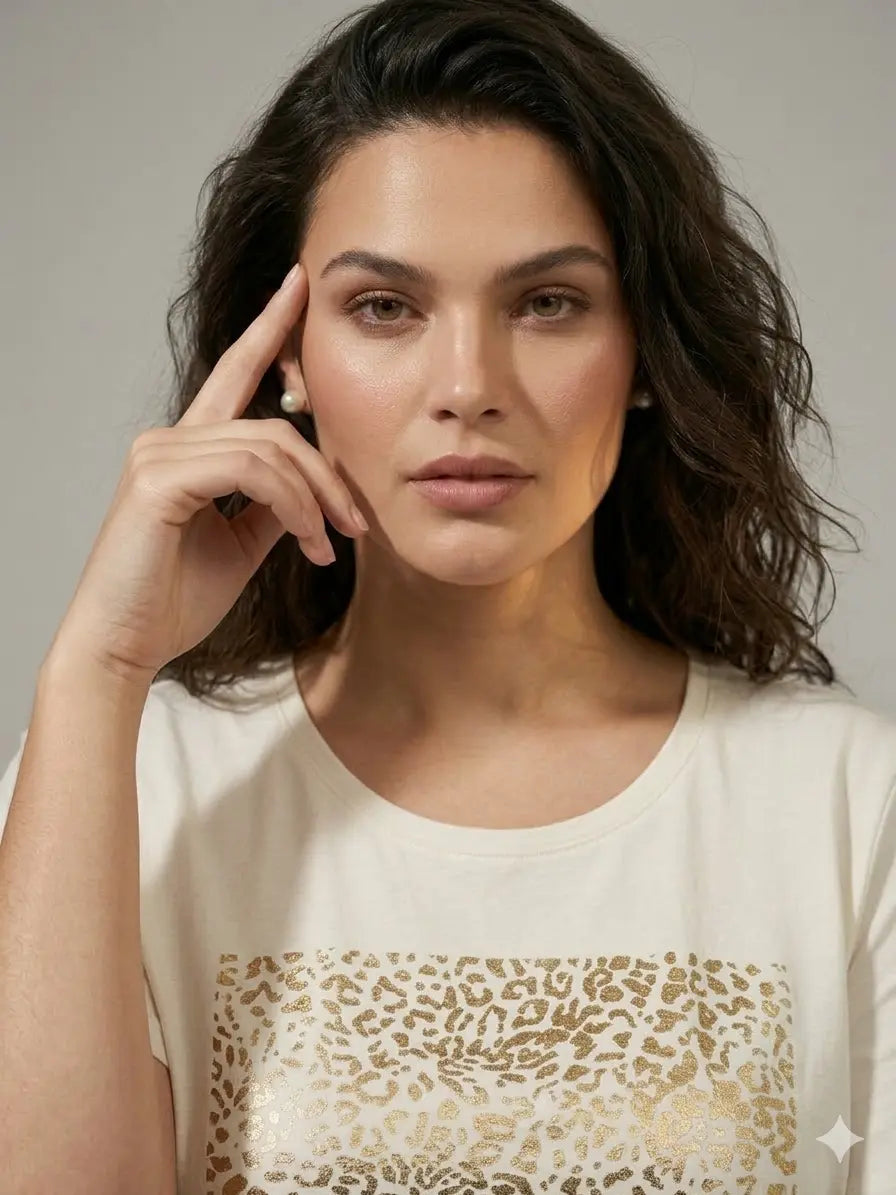 T-shirt stampa maillard animalier DORABELLA PIU'