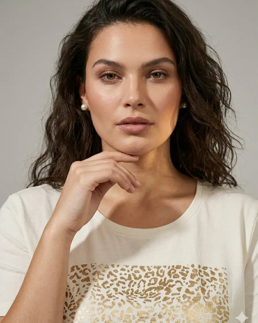 T-shirt stampa maillard animalier DORABELLA PIU'