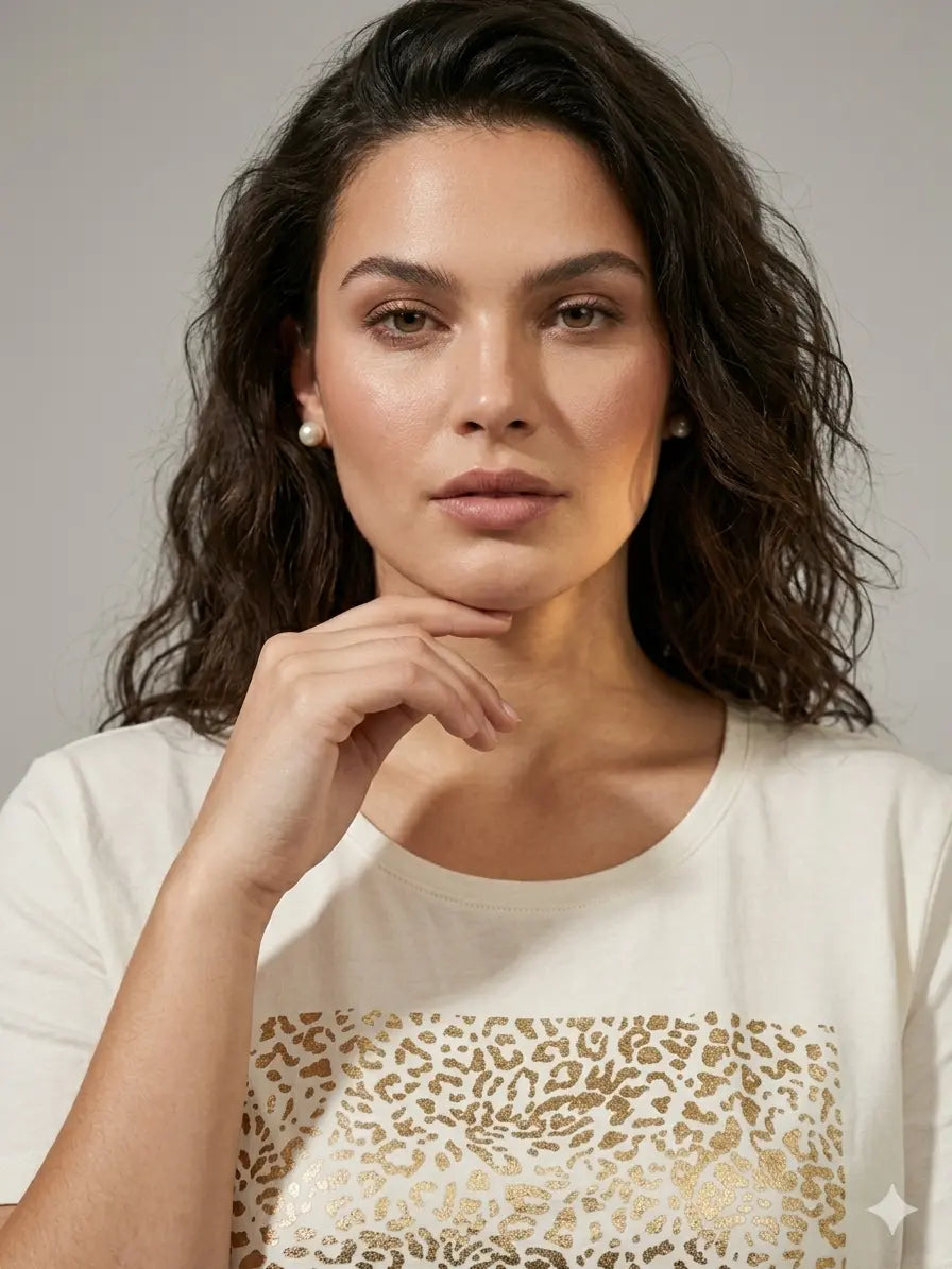 T-shirt stampa maillard animalier DORABELLA PIU'