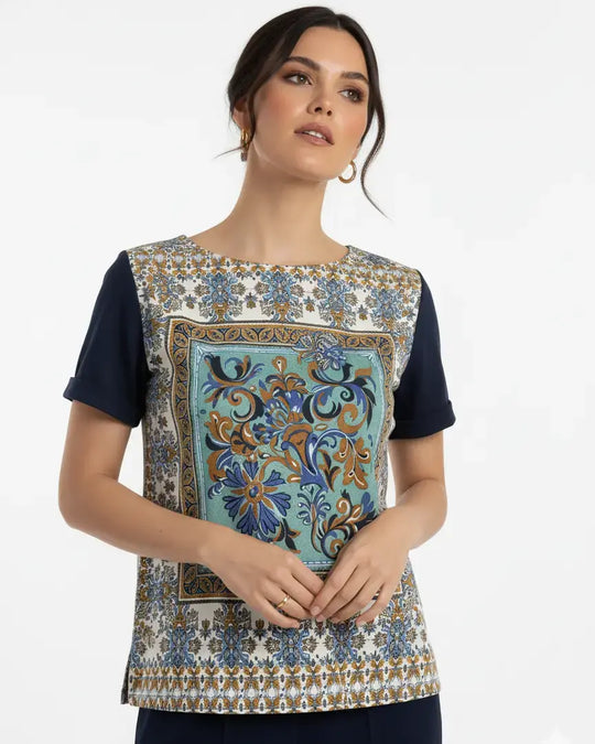 T-shirt stampata bi-materiale DORABELLA