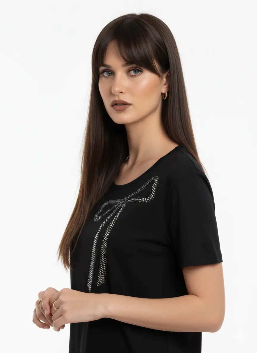 T-shirt tinta unita con applicazione DORABELLA