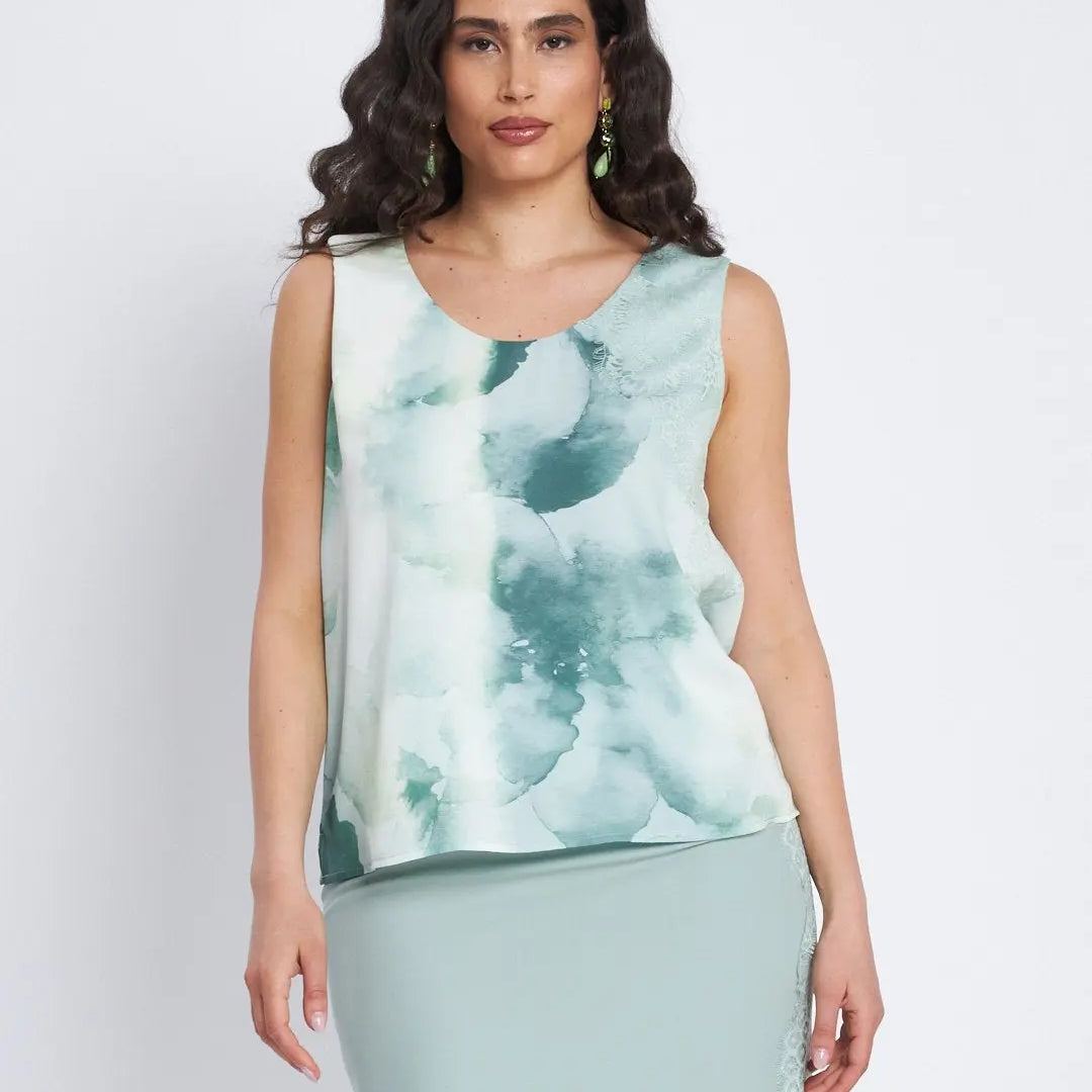 Top a fantasia con scollo a V e pizzo ALOE DORABELLA