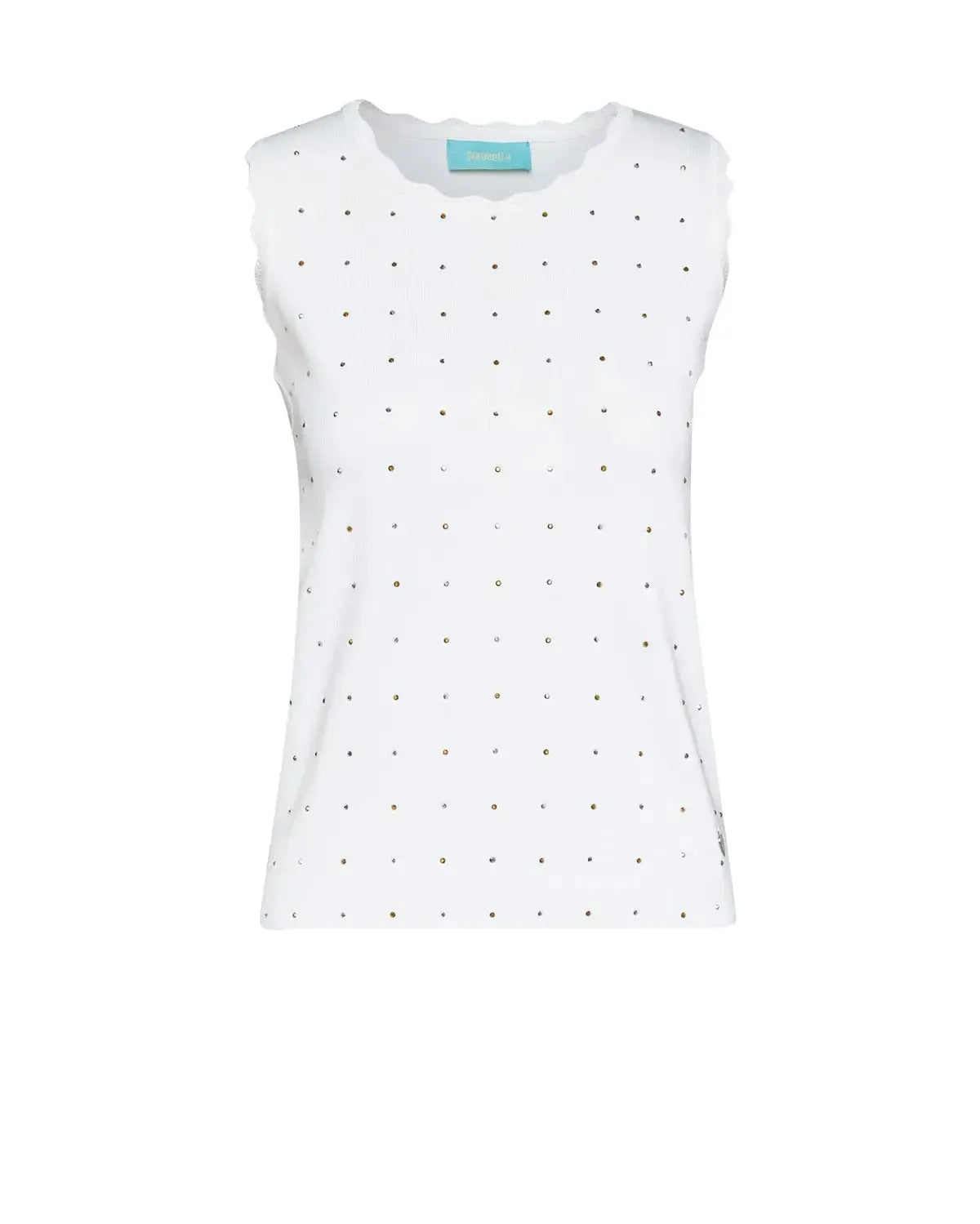 Top con orli ondulati e strass frontali BIANCO DORABELLA