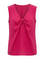 Top con scollo a V drappeggiato e cut out in tessuto fluido magenta DORABELLA