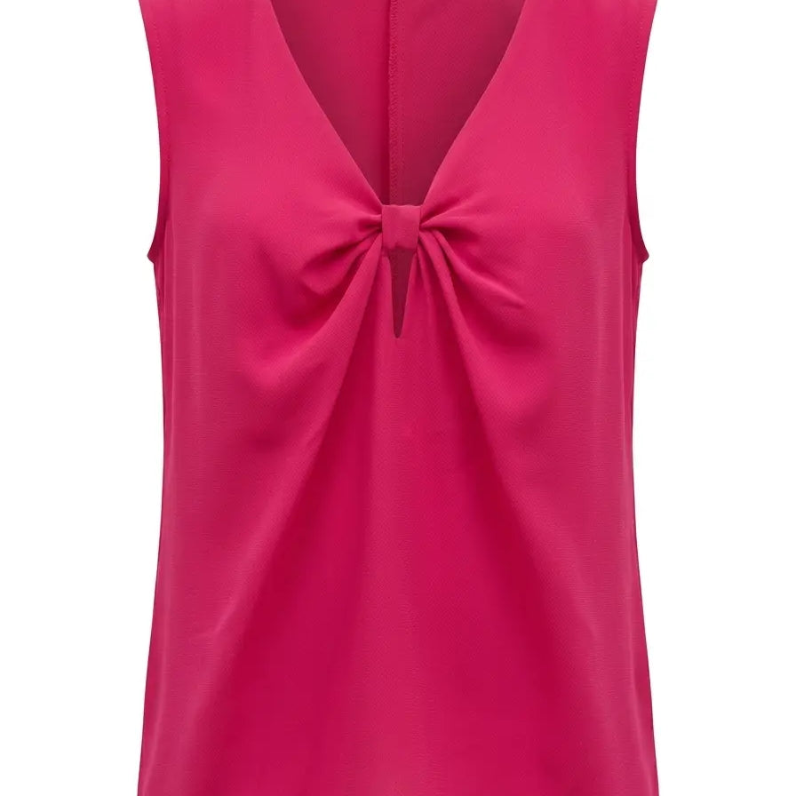 Top con scollo a V drappeggiato e cut out in tessuto fluido magenta DORABELLA