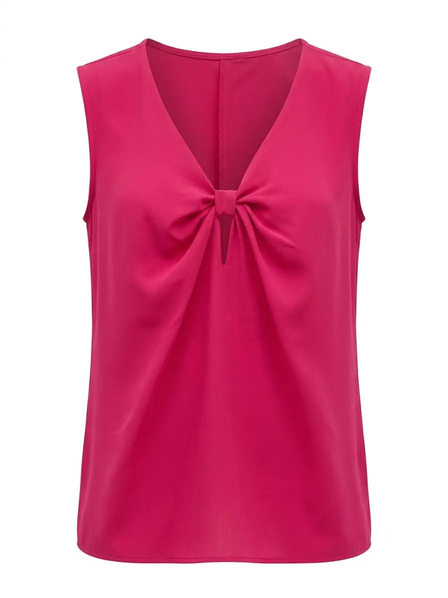 Top con scollo a V drappeggiato e cut out in tessuto fluido magenta DORABELLA