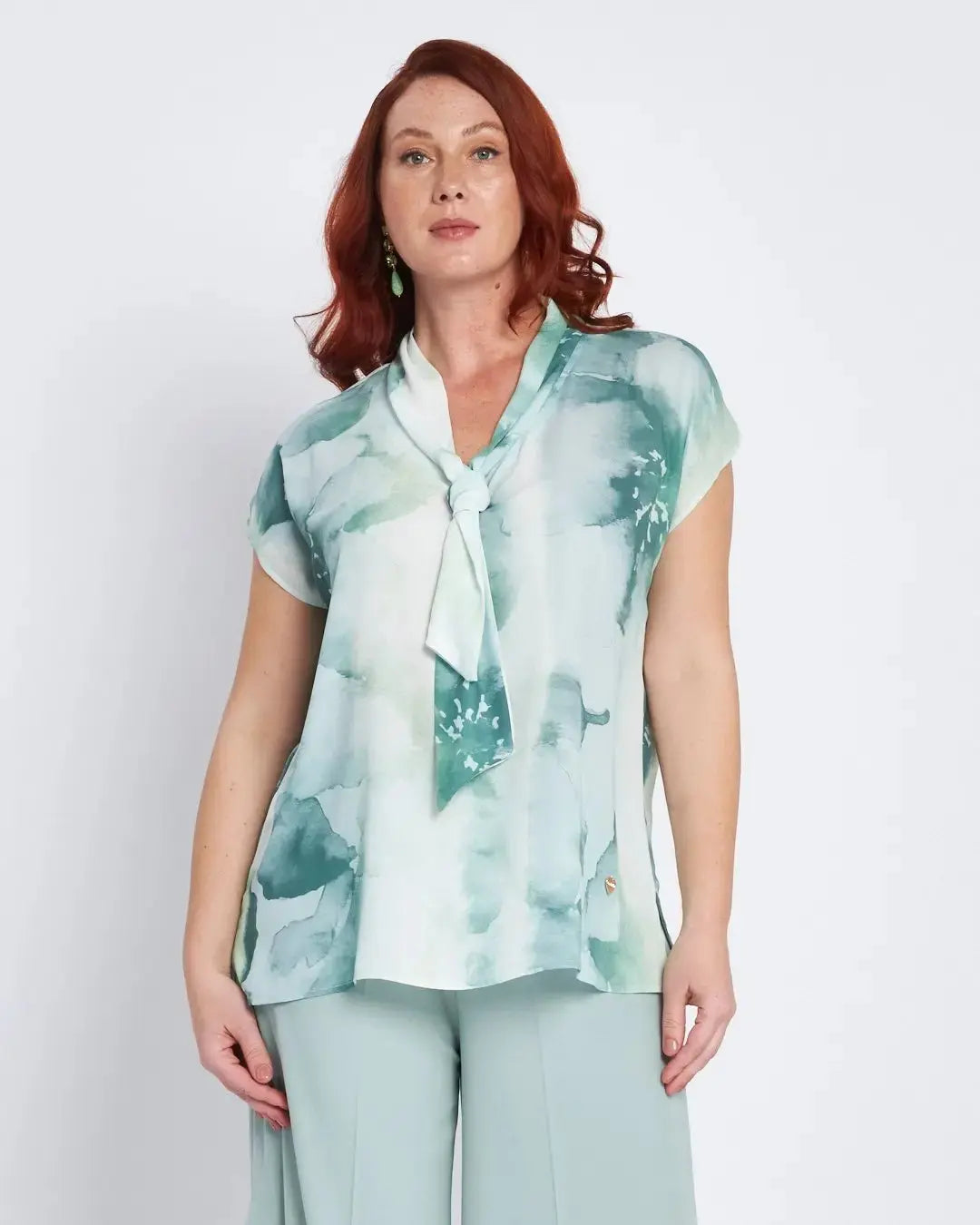 Top con scollo a V e cravattino ALOE DORABELLA PIU'