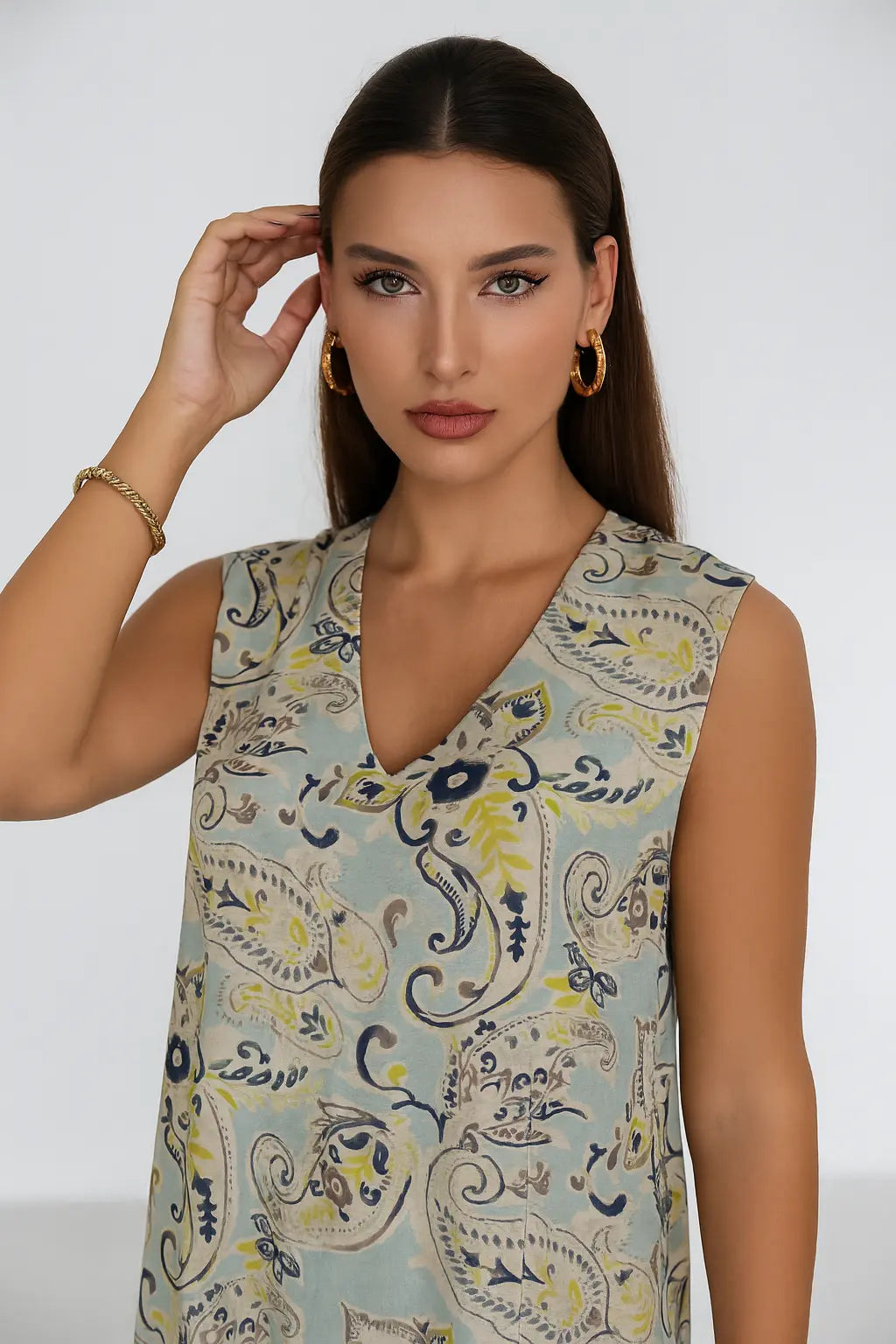 Top con scollo a V in fantasia paisley DORABELLA