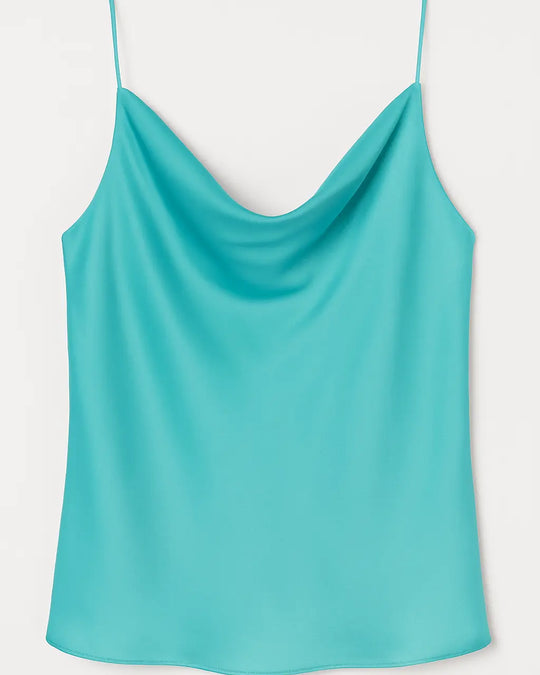 Top con scollo a cappuccio e bretelle Unica by Dorabella Acqua-Taglia-Unica-Curvy-fino-alla-54
