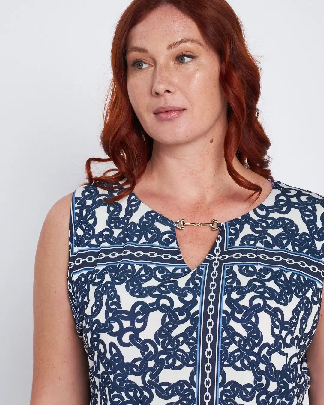 Top con stampa all over e accessorio morsetto BLU DORABELLA PIU'