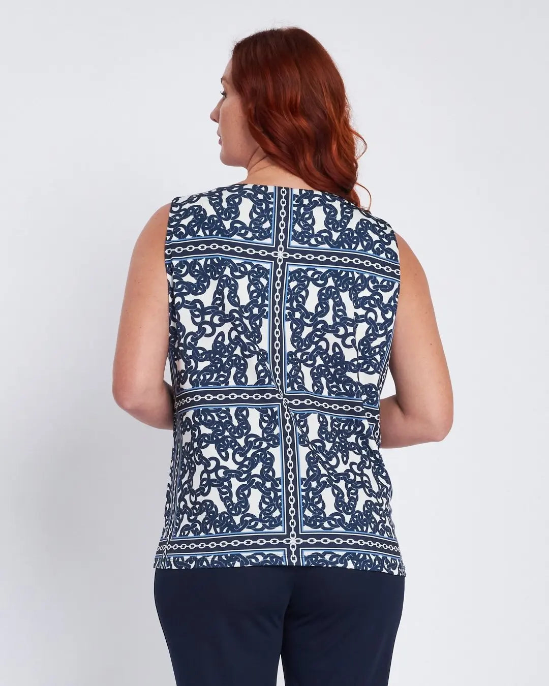 Top con stampa all over e accessorio morsetto BLU DORABELLA PIU'