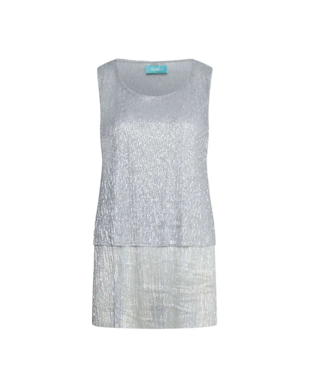 Top giromanica in tessuto lurex con doppio fondo ARGENTO DORABELLA