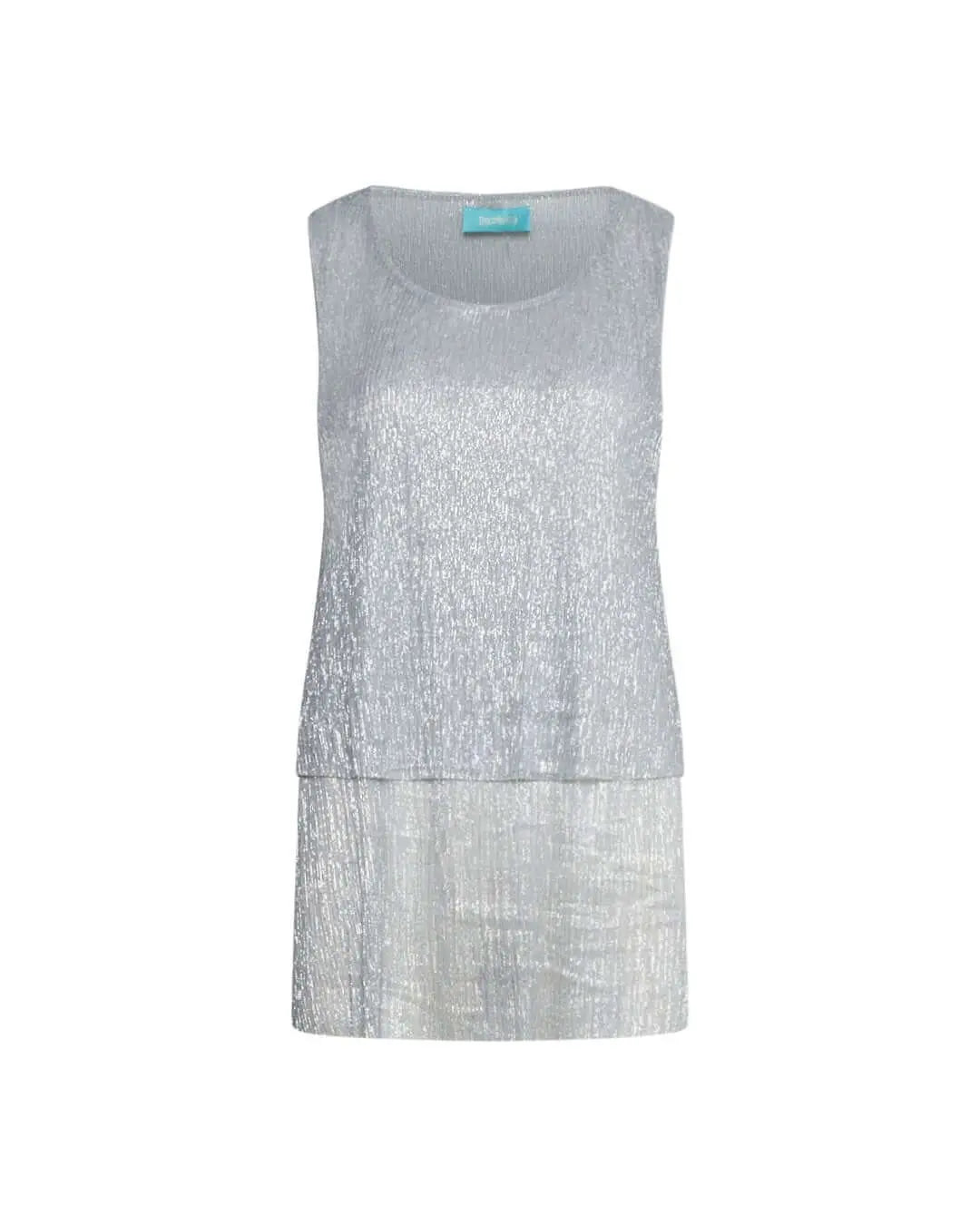 Top giromanica in tessuto lurex con doppio fondo ARGENTO DORABELLA