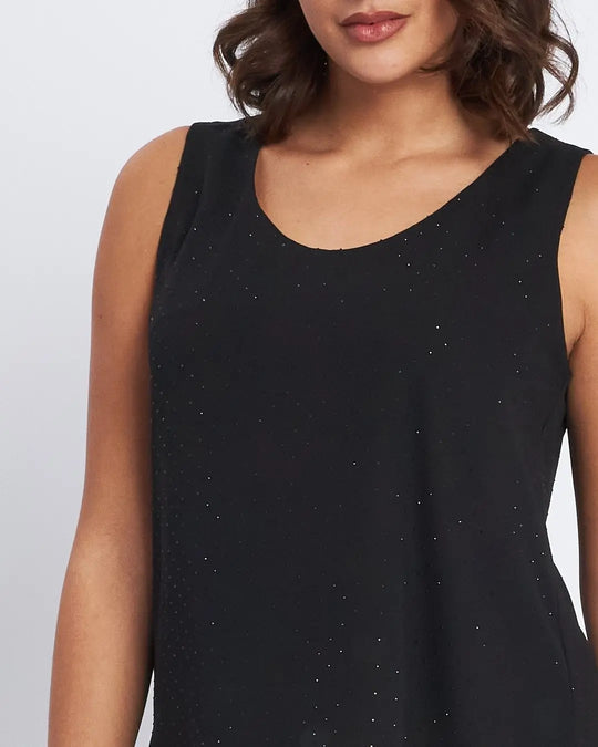 Top in georgette con strass e pizzo NERO DORABELLA