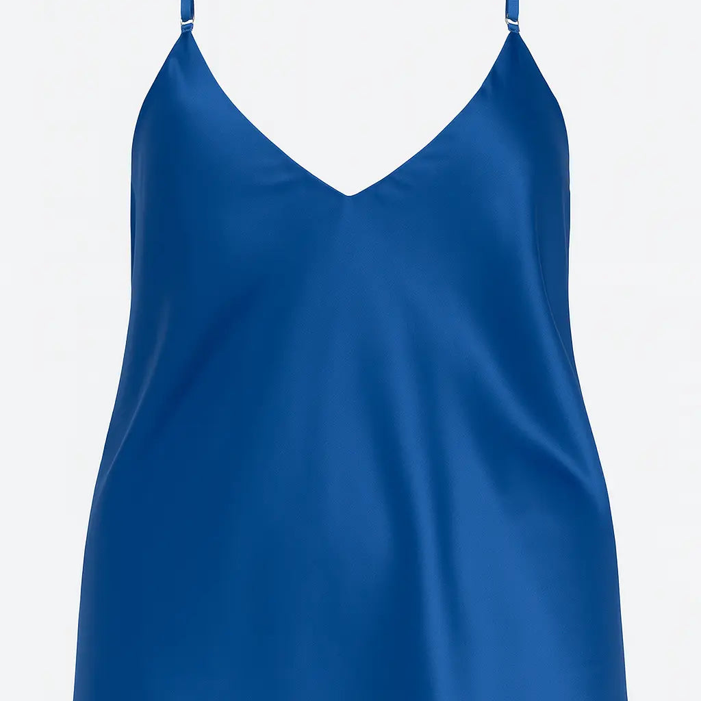 Top in raso con scollo a V e bretelle regolabili Unica by Dorabella Indaco / Taglia Unica (48/50 o XL/XXL)