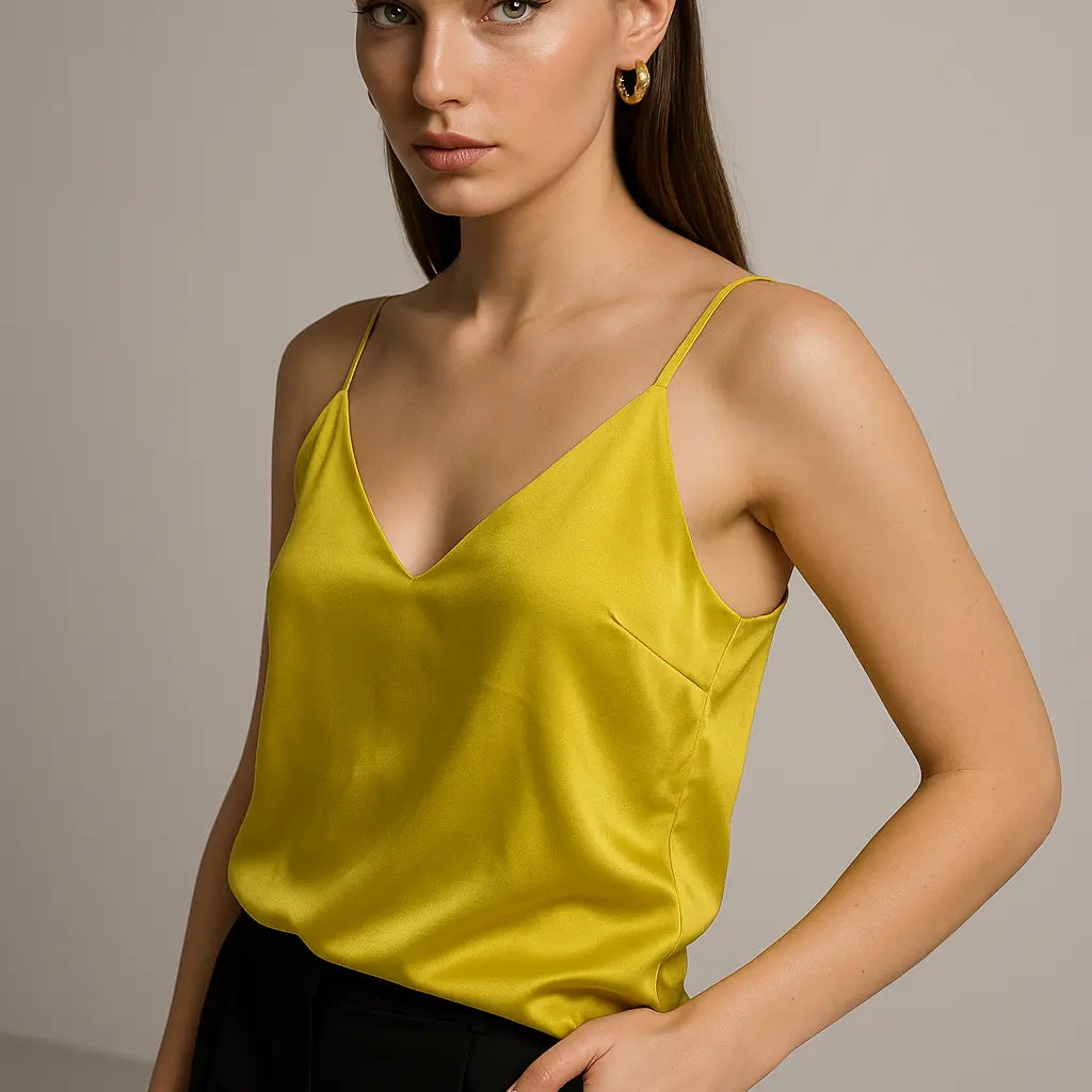 Top in raso con scollo a V e bretelle regolabili Unica by Dorabella