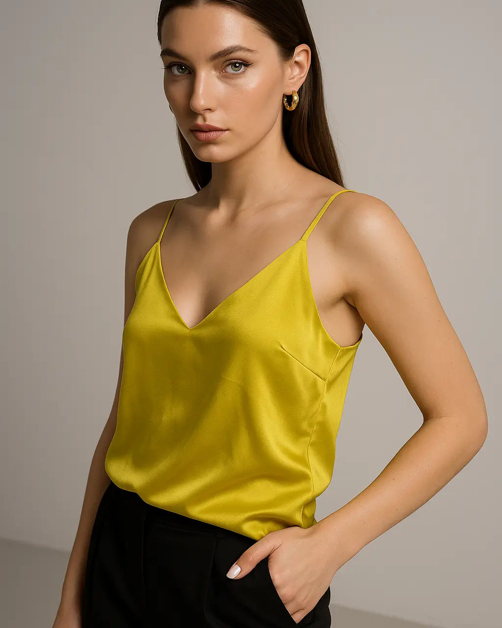 Top in raso con scollo a V e bretelle regolabili Unica by Dorabella