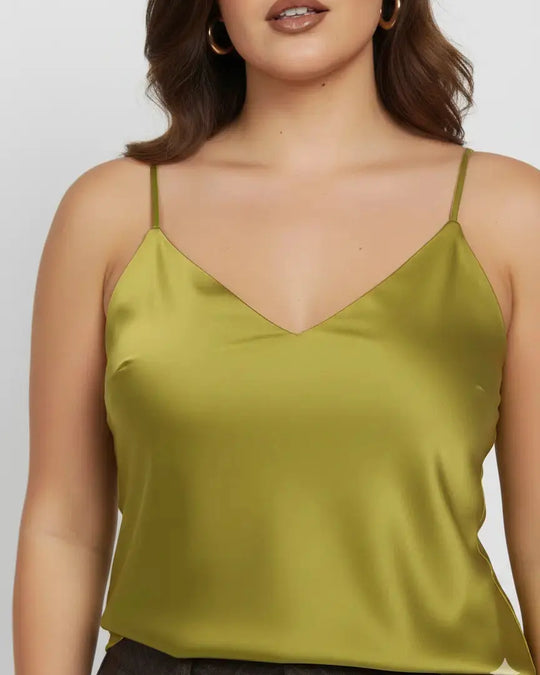 Top in raso con scollo a V e bretelle regolabili Unica by Dorabella