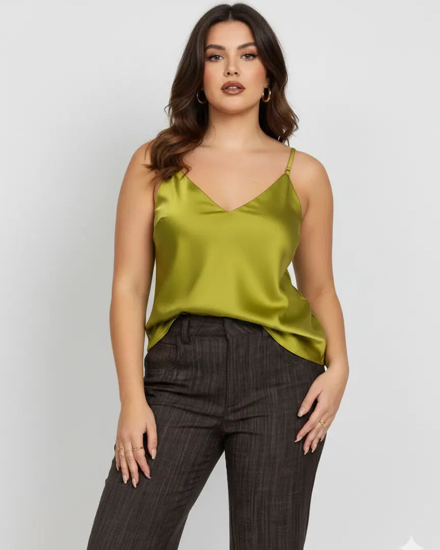 Top in raso con scollo a V e bretelle regolabili Unica by Dorabella