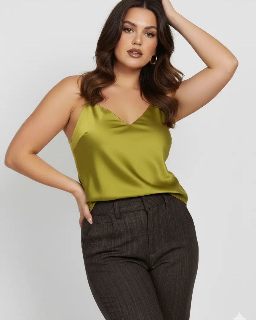 Top in raso con scollo a V e bretelle regolabili Unica by Dorabella