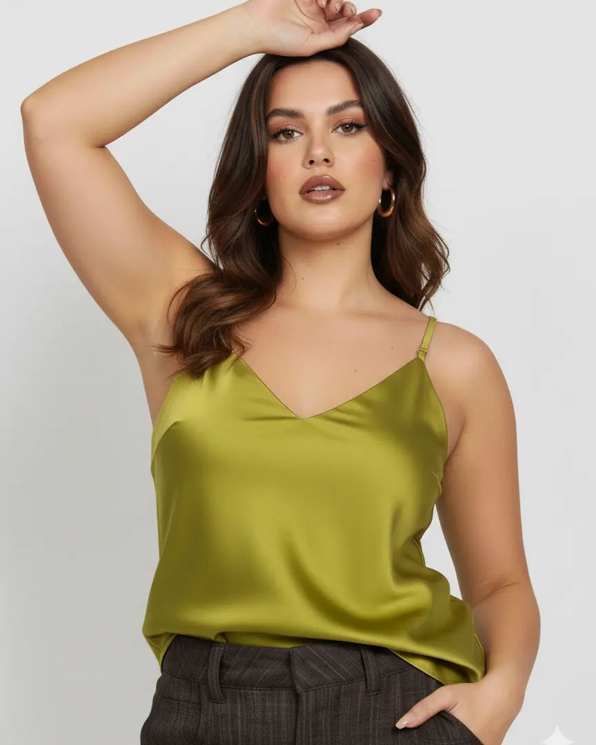 Top in raso con scollo a V e bretelle regolabili Unica by Dorabella