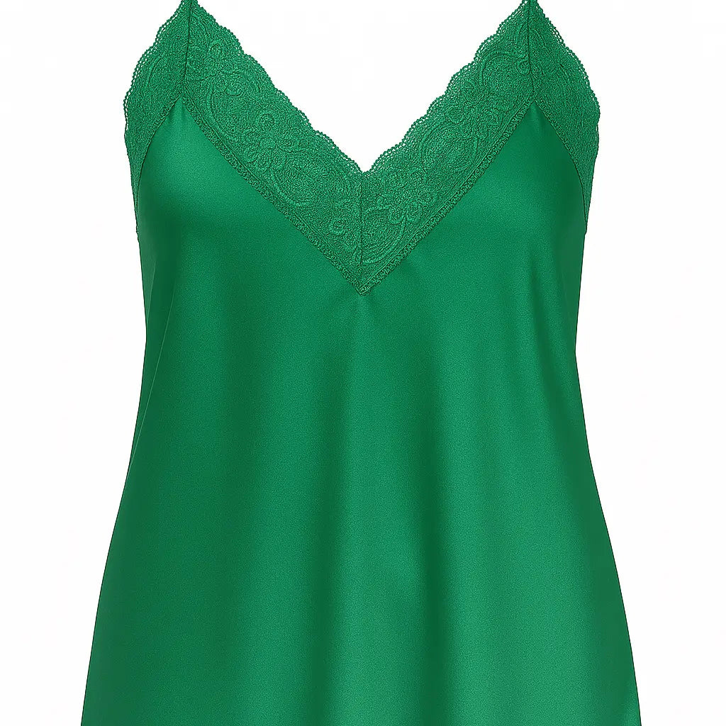 Top scollo a V con inserti in pizzo a tono Unica by Dorabella Verde-bottiglia-Taglia-Unica-Curvy-fino-alla-54