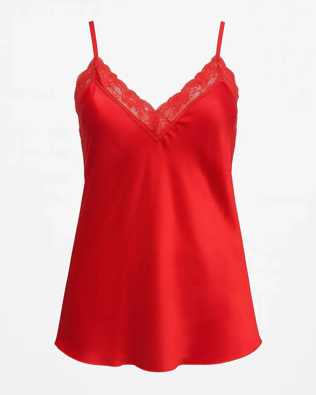 Top scollo a V con inserti in pizzo a tono Unica by Dorabella Rosso / Taglia Unica (48/50 o XL/XXL)