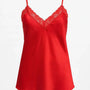 Top scollo a V con inserti in pizzo a tono Unica by Dorabella Rosso / Taglia Unica (48/50 o XL/XXL)