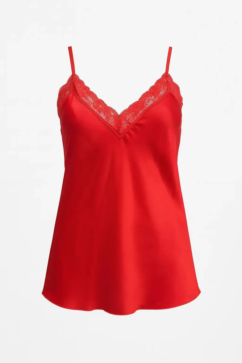 Top scollo a V con inserti in pizzo a tono Unica by Dorabella Rosso / Taglia Unica (48/50 o XL/XXL)