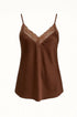 Top scollo a V con inserti in pizzo a tono Unica by Dorabella Marrone / Taglia Unica (48/50 o XL/XXL)