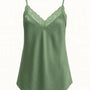 Top scollo a V con inserti in pizzo a tono Unica by Dorabella Militare / Taglia Unica (48/50 o XL/XXL)