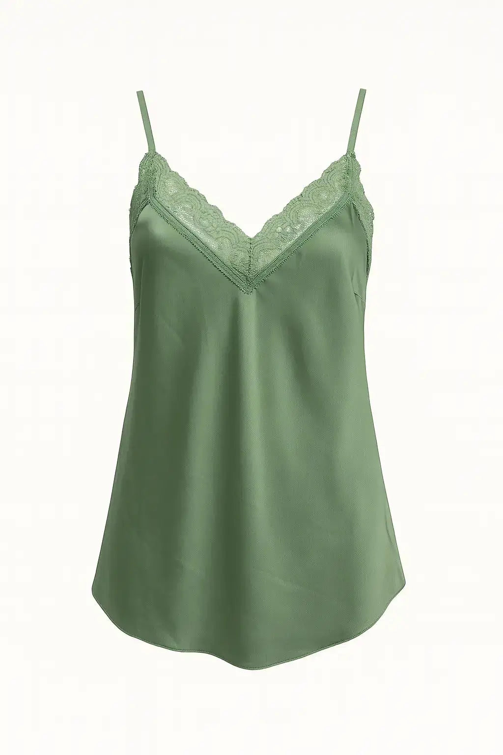 Top scollo a V con inserti in pizzo a tono Unica by Dorabella Militare / Taglia Unica (48/50 o XL/XXL)