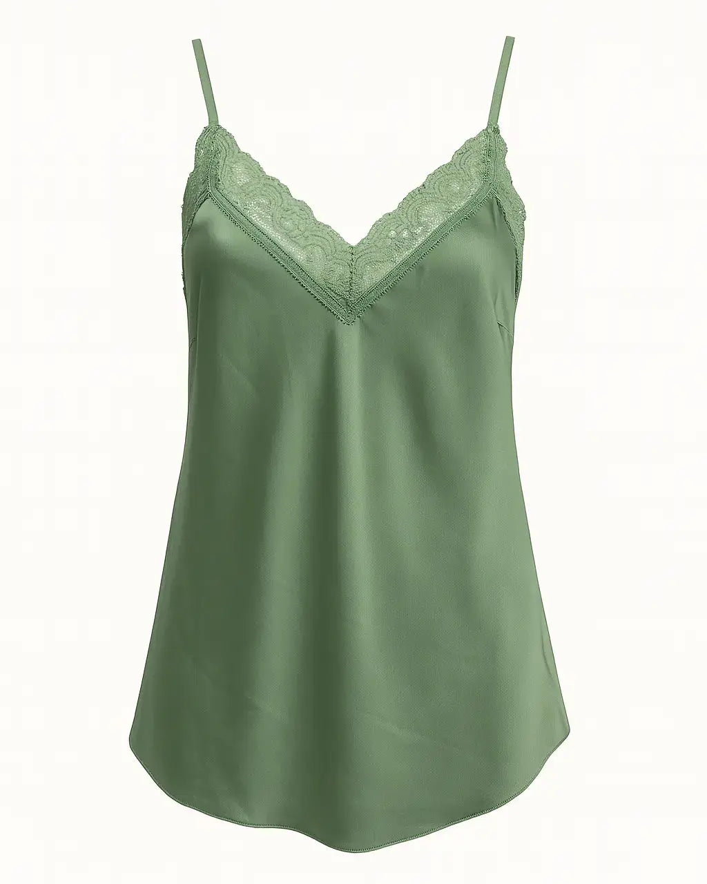 Top scollo a V con inserti in pizzo a tono Unica by Dorabella Militare / Taglia Unica (48/50 o XL/XXL)