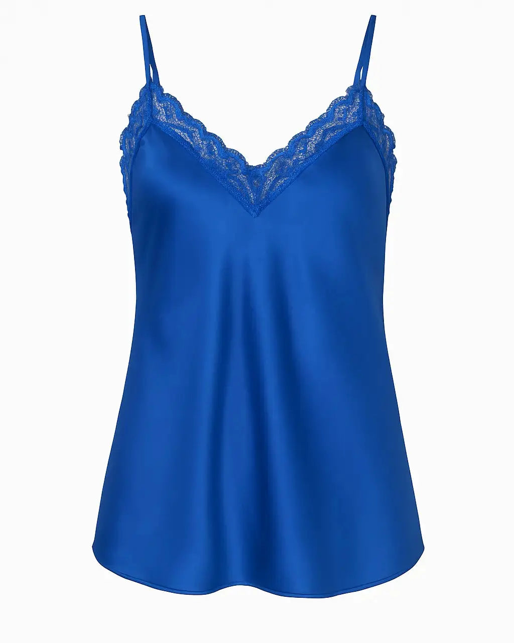 Top scollo a V con inserti in pizzo a tono Unica by Dorabella Blu / Taglia Unica (48/50 o XL/XXL)