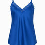 Top scollo a V con inserti in pizzo a tono Unica by Dorabella Blu / Taglia Unica (48/50 o XL/XXL)